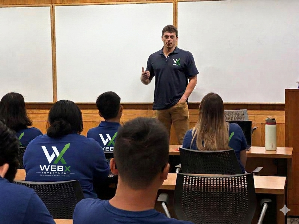 WebX team member leading a heart-to-heart training session in front of colleagues